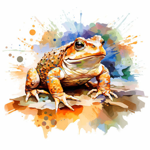 Toad clipart in the style of impressionistic art, on a white background