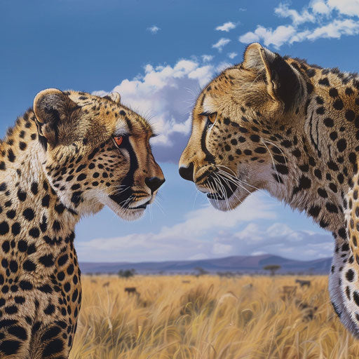 Tense encounter between a cheetah and a leopard