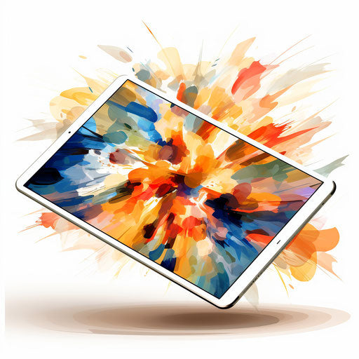 Tablet illustration in the style of Impressionistic Art, on white background