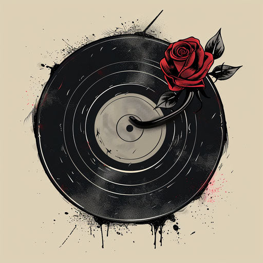 Retro tattoo sketch vinyl rose black red classic clipart
