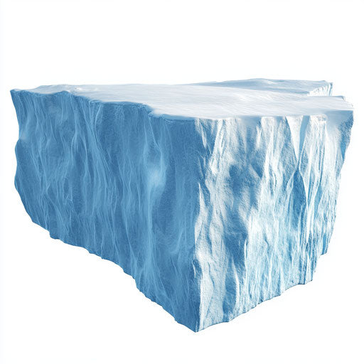 3D iceberg on white background, isolated clipart