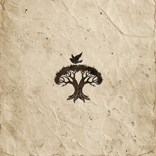 Rustic company logo with vintage fonts and earthy colors, set on a textured paper background