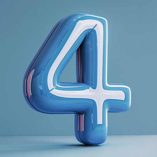 Realistic number 4 on blue background with light texture