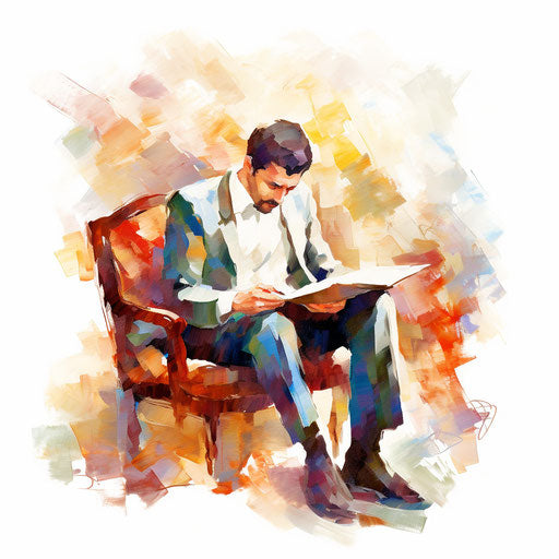 Reading in Impressionistic Art style on white background