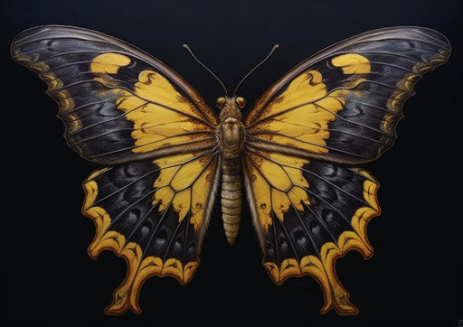 Butterfly with skull in dark golden American style, Dino Valls