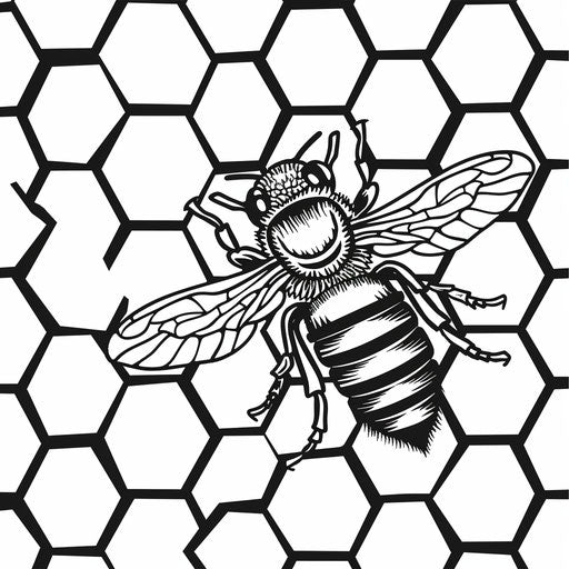 Bee around a hive, coloring book page