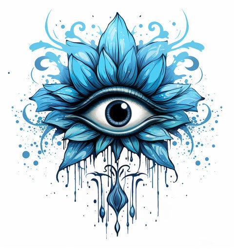 Lotus eye in graphic gothic style