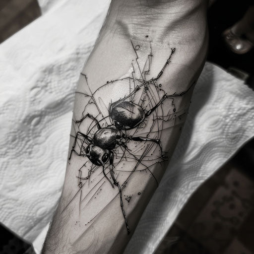 Dynamic sketch of an ant in motion with abstract lines