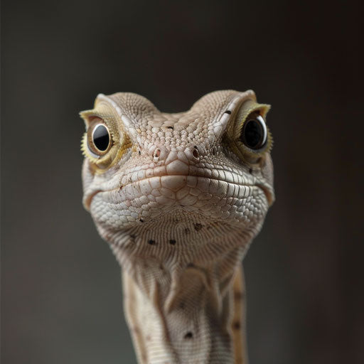 Anole lizard with a curious look, in the style of Elke Vogelsang