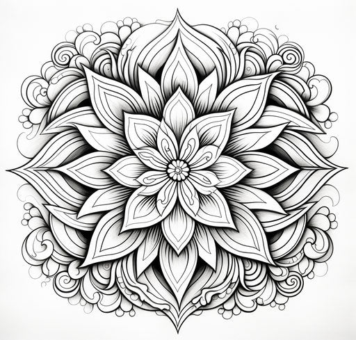 Mandala pattern coloring pages, stunning black and white drawing