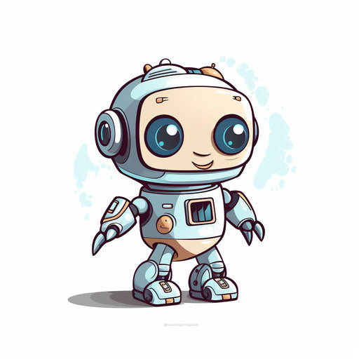 Minimalist Robot on White Background