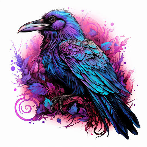 Raven tattoo by Ludwig Van de Mer, colorful composition