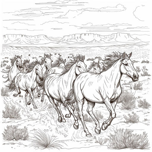 Herd of horses in the desert