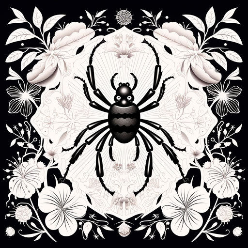 Black and white drawing style vector illustration of a spider