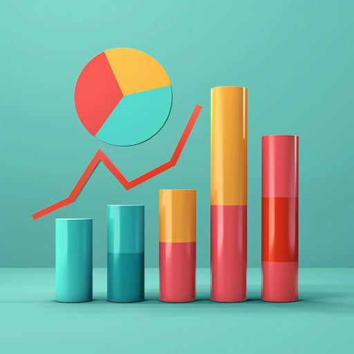 Realistic Statistics Clipart on Flat Turquoise Background