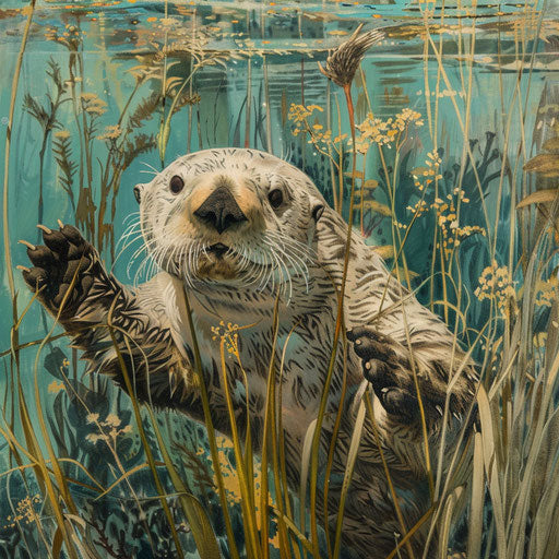 Sea otter among seagrass beds