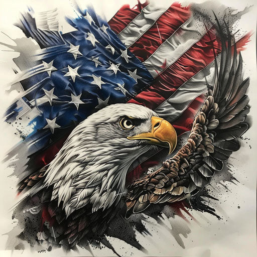 Navy tattoo with flying eagle and American flag