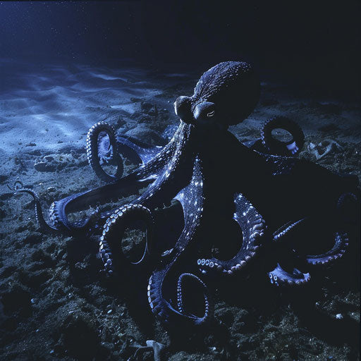 Octopus shadow hunting on seafloor at dusk