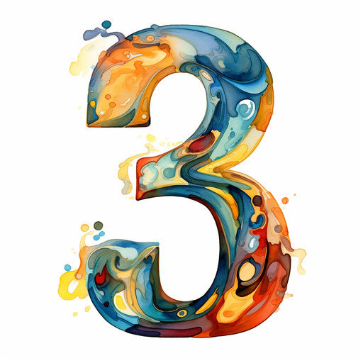 Numbers clipart in the style of Oil painting