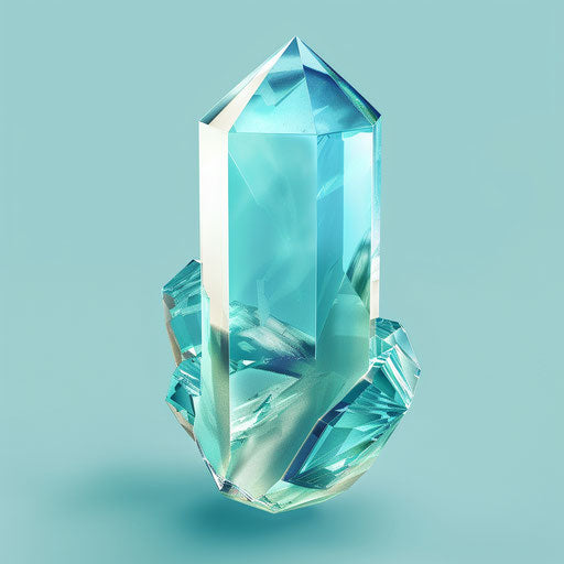 Realistic gem clipart on flat, serene aqua background