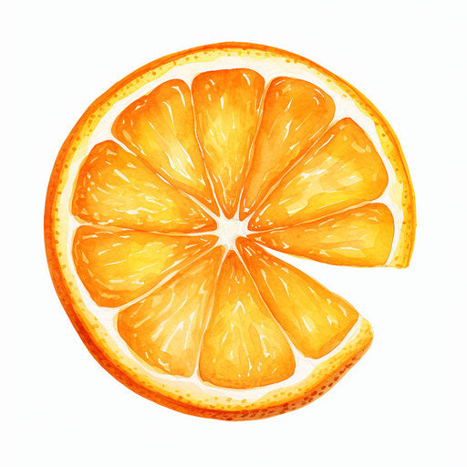 Orange slice clipart in the style of oil painting, on a white background