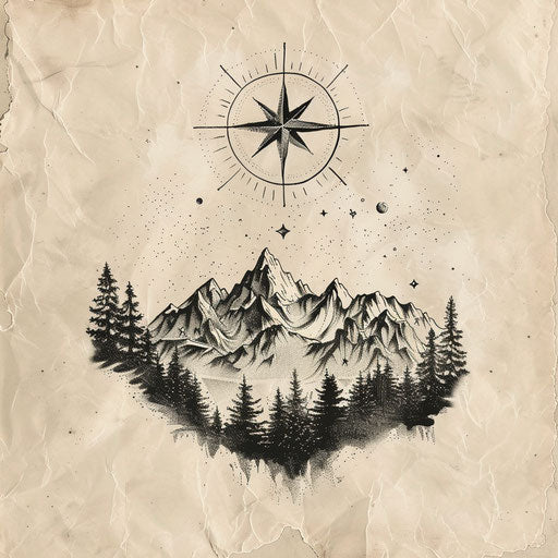 North Star in mountainous nature in earth tones