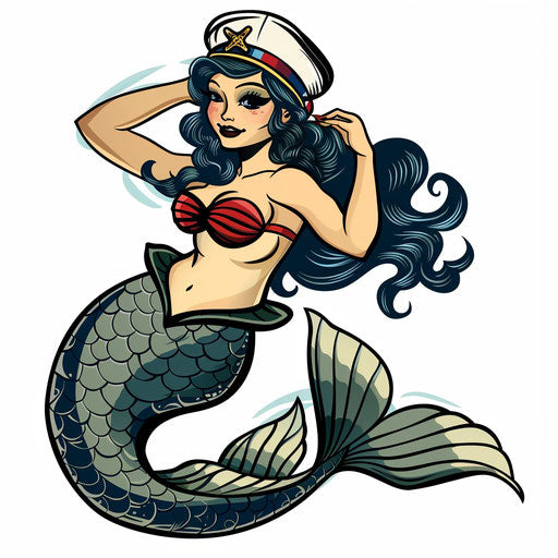 Mermaid Sailor Tattoo in American Traditional Style