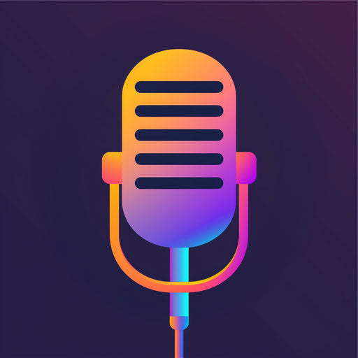 Modern podcast logo with gradient background and vibrant colors