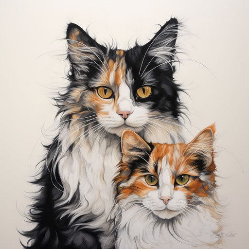 Two calico cats
