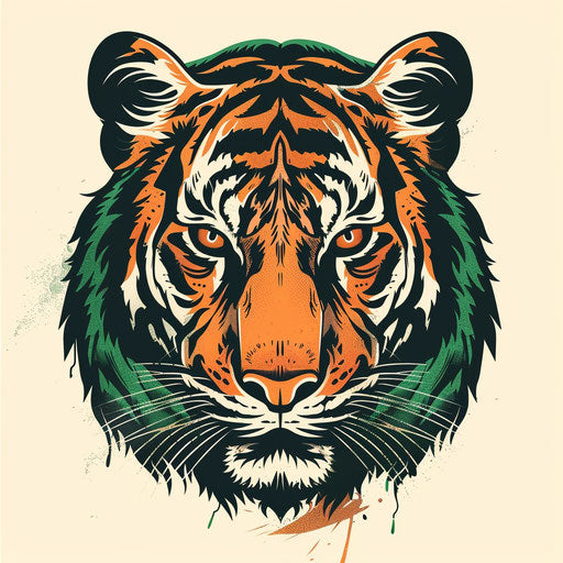 Russian mafia tiger: elegant flat tattoo sketch
