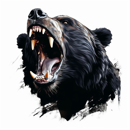 Black bear roaring in the air, neo-pop style