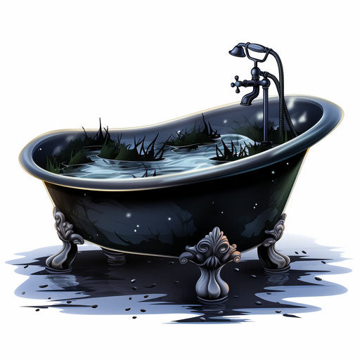 Bath illustration in the style of Chiaroscuro Art, on white background