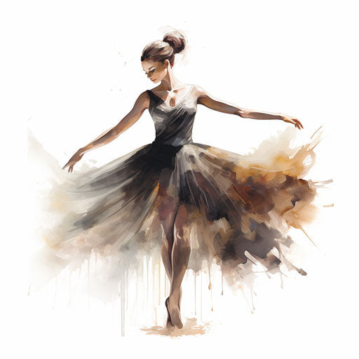 Ballerina clipart in the style of Chiaroscuro Art, on white background