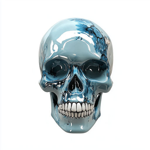 3D skull with flat white background, isolated clipart