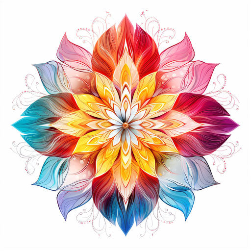 Rainbow flower in elegant and intricate design