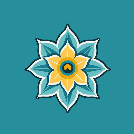 Daffodil flower icon on yellow and blue background