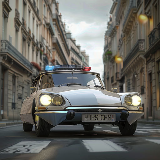 Citroen DS 20 police patrol car in urban pursuit