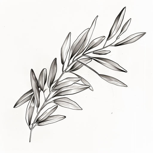 Delicate drawing of an olive branch as a tattoo design