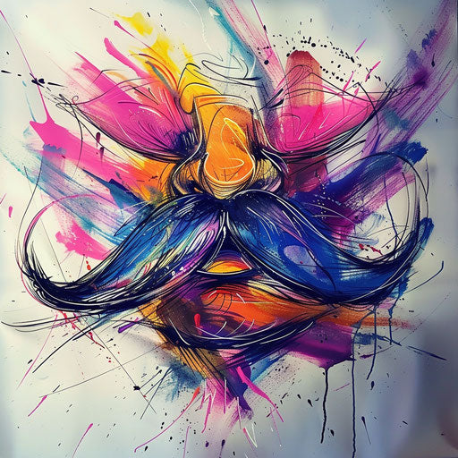 Expressionist tattoo sketch of a mustache