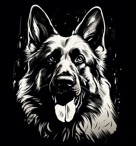 Boldly black and white German Shepherd, animated gifs