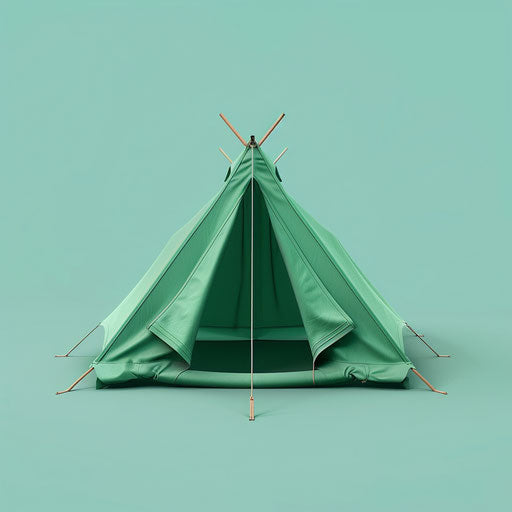 Realistic tent on serene aqua background