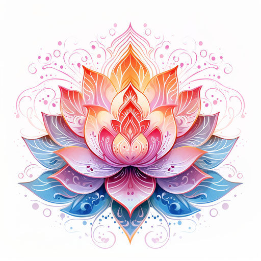 Colorful lotus flower in ornamentation style