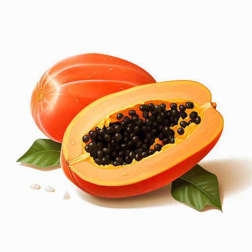 Papaya in the style of Chiaroscuro Art on white background