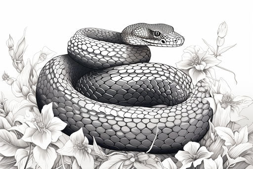 Exotic snake in black and white, net art style