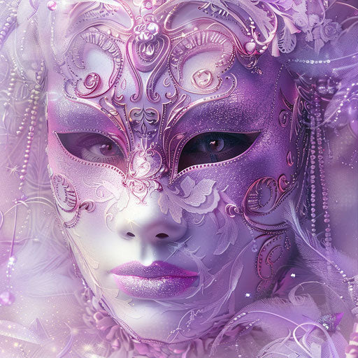 Carnival clipart on lavender background with realistic touch