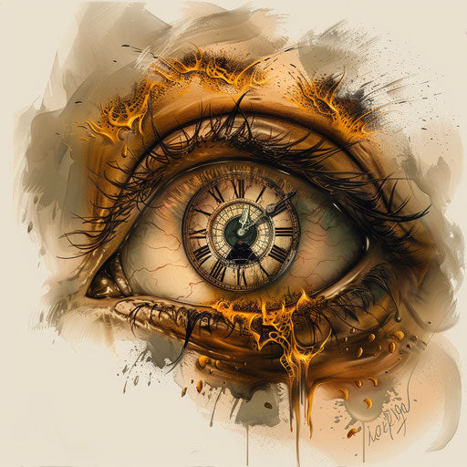 Eye with a clock face, symbolizing time passing