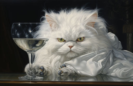 The white fluffy cat