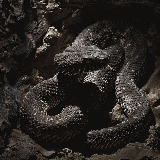 Rattlesnake with dramatic shadows and striking lighting