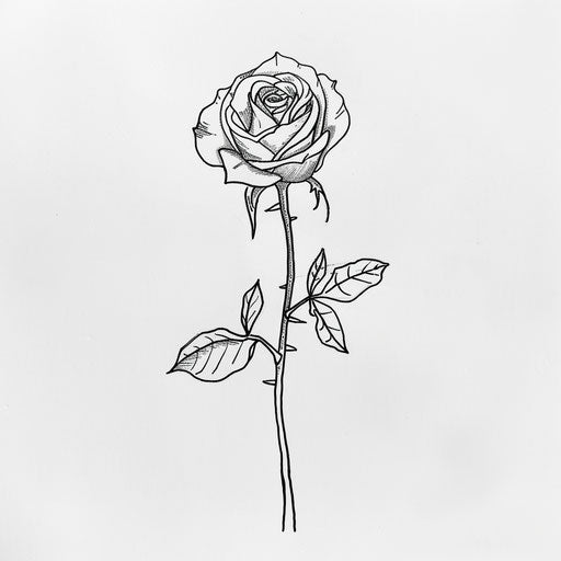 Simple rose outline, in the style of Sailor Jerry