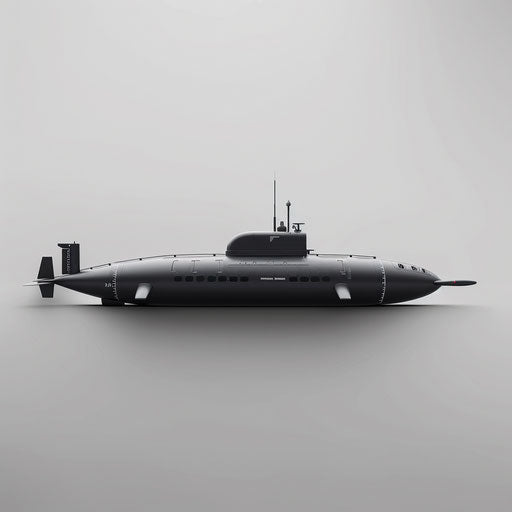 Realistic submarine clipart on sleek grey slate background